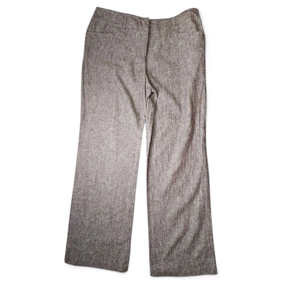 AGB Dress Pants Womens Size 10 Brown Linen Blend Wide Leg Career